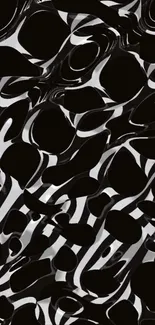 Abstract black and white liquid design wallpaper.