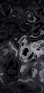 Abstract black liquid design with fluid, monochrome patterns.