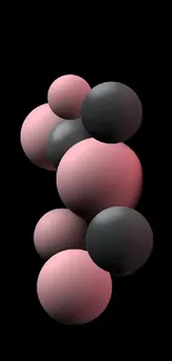 Black and pink abstract spheres on a sleek background wallpaper.