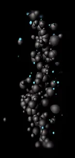 Abstract black spheres on a dark background with subtle blue accents.