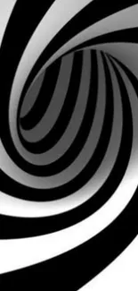 Black and white spiral pattern on wallpaper.