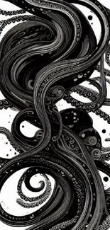 Abstract black swirls create a dynamic and stylish phone background.