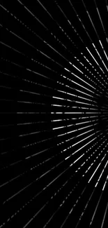 Abstract black tunnel with geometric lines wallpaper.