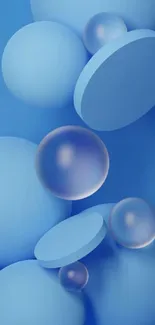 Abstract 3D blue spheres on mobile wallpaper.