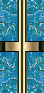 Abstract blue and gold pattern mobile wallpaper.