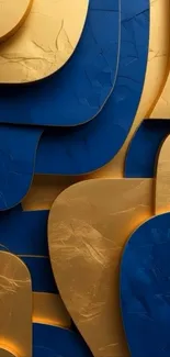 Abstract wallpaper with blue and gold layered textures.