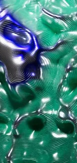 Abstract blue and green wave pattern wallpaper.