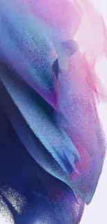 Abstract mobile wallpaper with blue and pink flowing waves.