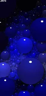 Bright blue bubbles on a dark abstract background.