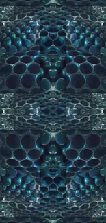 Abstract dark blue bubble pattern wallpaper.