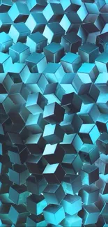 Abstract 3D blue cube pattern wallpaper with a modern aesthetic.