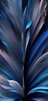 Abstract wallpaper with elegant blue feather design.