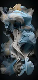 Abstract fluid art with blue swirls on a dark background wallpaper.