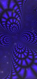 Abstract blue fractal wallpaper with intricate patterns and deep color.