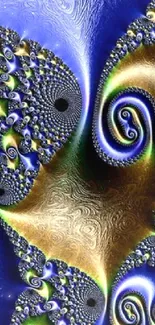 Abstract blue fractal art wallpaper with intricate and vibrant swirling patterns.