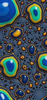 Vibrant fractal pattern with blues and oranges.