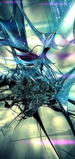 Abstract blue fractal wallpaper with dynamic futuristic design.