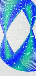 Abstract blue and green curved design on mobile wallpaper.