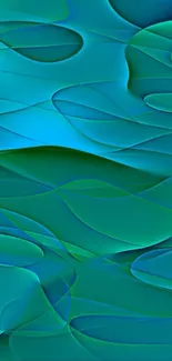 Abstract blue green wave pattern wallpaper.