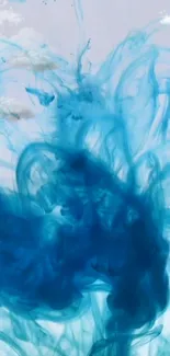 Abstract blue ink in water with cloud details.