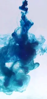 Swirling blue ink creating abstract art on mobile wallpaper.