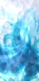 Abstract blue ink flowing through water with fluid patterns.