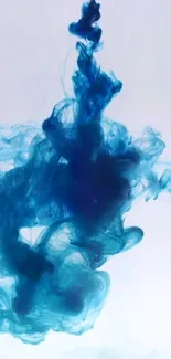 Abstract blue ink swirling against a white background.