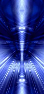 Abstract blue light tunnel wallpaper for mobile with futuristic vibe.