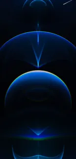 Abstract blue arcs on dark mobile wallpaper.