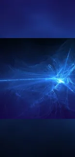 Abstract blue light waves on a dark background mobile wallpaper.