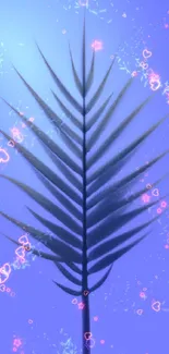 Abstract blue wallpaper with palm silhouette and serene design.