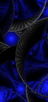 Abstract blue and black pattern mobile wallpaper with intricate designs.