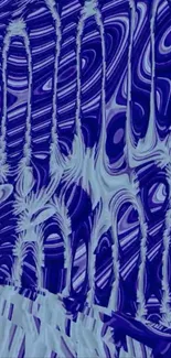 Abstract indigo and white pattern wallpaper with swirls.