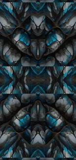 Abstract blue and black patterned wallpaper for mobile devices.