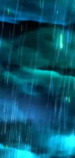 Abstract blue and teal rain wallpaper with flowing lines and vibrant hues.