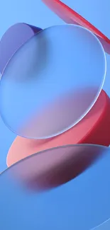 Abstract blue and red circles on a mobile wallpaper background.