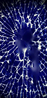 Abstract blue shattered glass wallpaper for mobile screens.