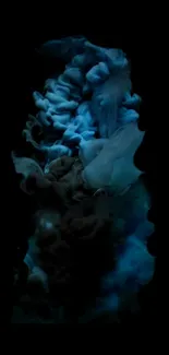 Abstract dark blue smoke art on black background.