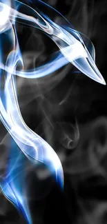 Abstract blue smoke art on a dark background mobile wallpaper.