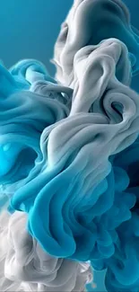 Abstract blue and white smoke design wallpaper.