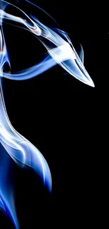 Abstract blue smoke art on black background.