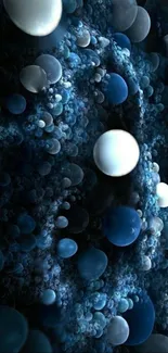 Abstract blue spheres with a cosmic feel, perfect for mobile wallpaper.