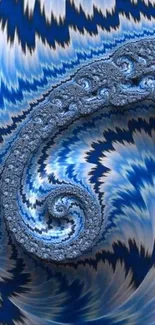 Abstract blue spiral design with intricate details.