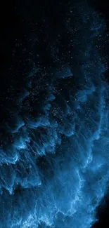 Abstract blue wave mobile wallpaper with dark dynamic patterns.