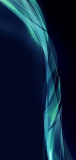 Abstract blue wave wallpaper with neon flowing lines.