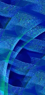 Abstract blue waves with vibrant patterns on a digital wallpaper.