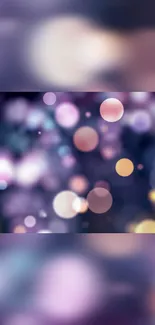 Abstract bokeh wallpaper with blurred colorful lights and purple hues.