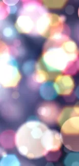 Abstract bokeh wallpaper with purple and orange lights.