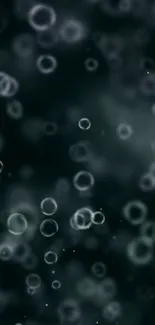 Dark background with floating transparent bubbles.