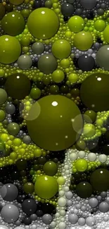 Abstract green and gray bubble design wallpaper.